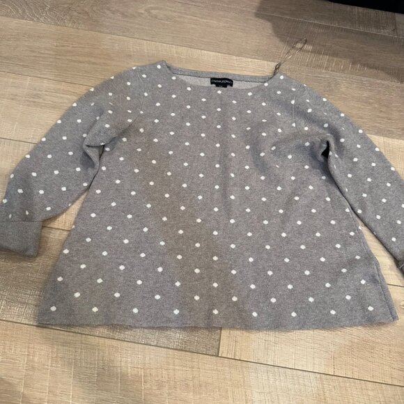 CYNTHIA ROWLEY WOMENS GRAY POLKA DOT SWEATER MEDIUM - Picture 1 of 7